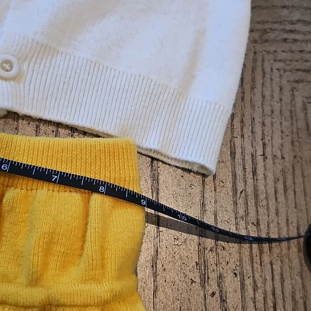 5T Yellow pleated knit skirt and cardigan jacket set